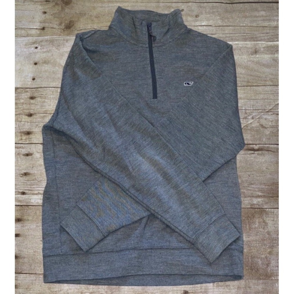 Vineyard Vines 1/4 Zip Sweater Pullover Pima Cotton Men's S Logo Heathered Gray